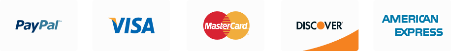 Accepted payment methods: PayPal, Visa, Mastercard, Discover, and American Express