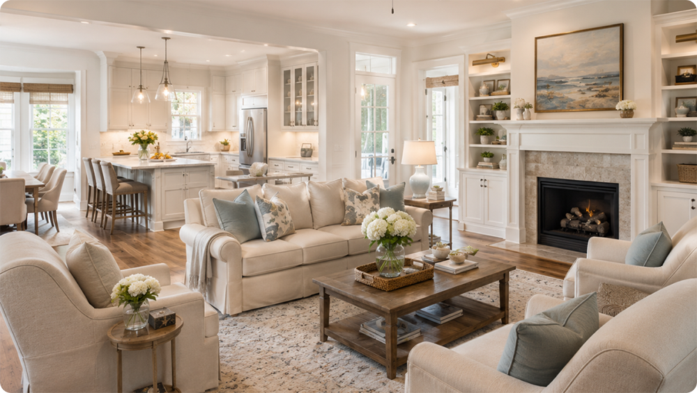 Dream home living room and kitchen