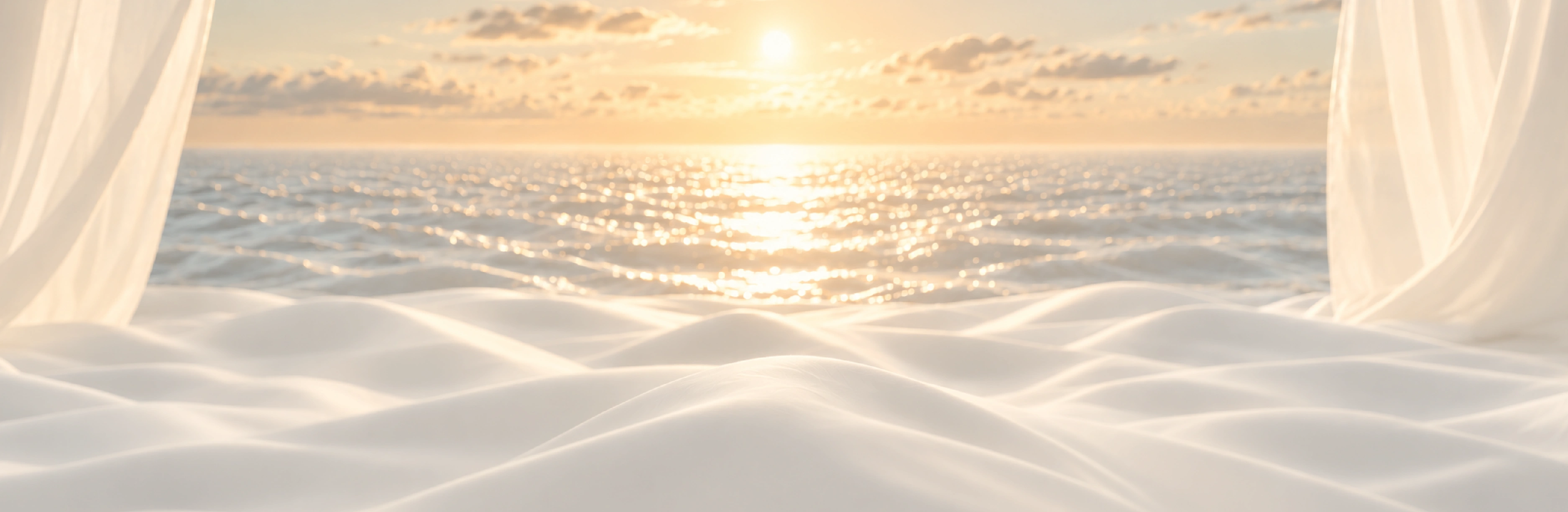 Sunrise over white Miracle Made sheets